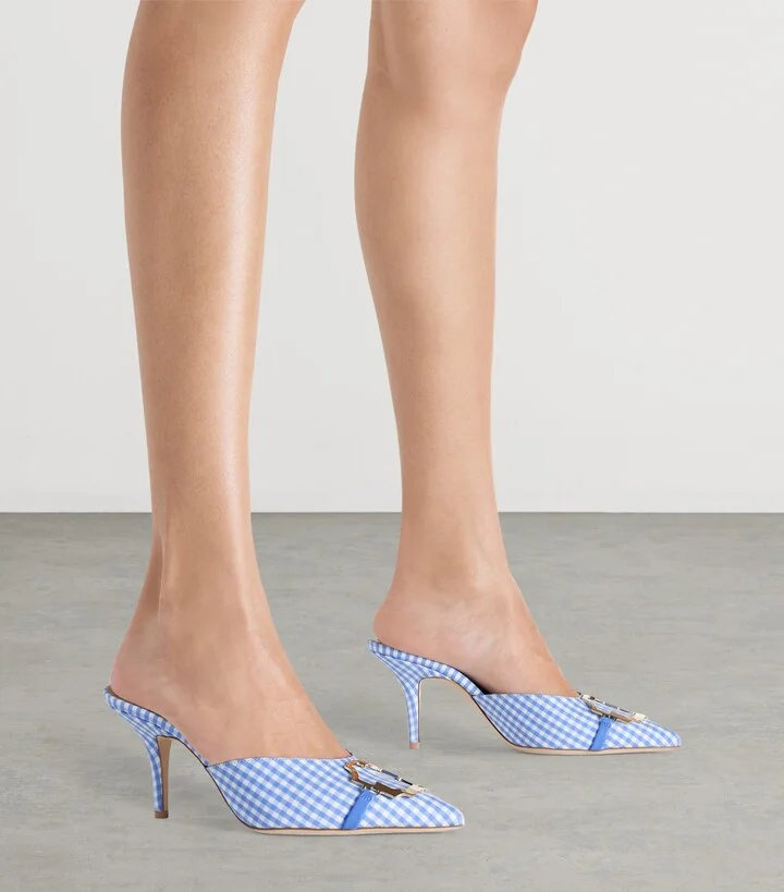 Malone Souliers Cotton Gingham Missy Mules 70 - Image 2