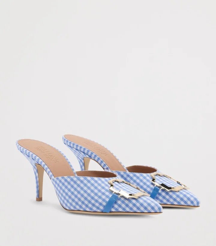 Malone Souliers Cotton Gingham Missy Mules 70 - Image 3