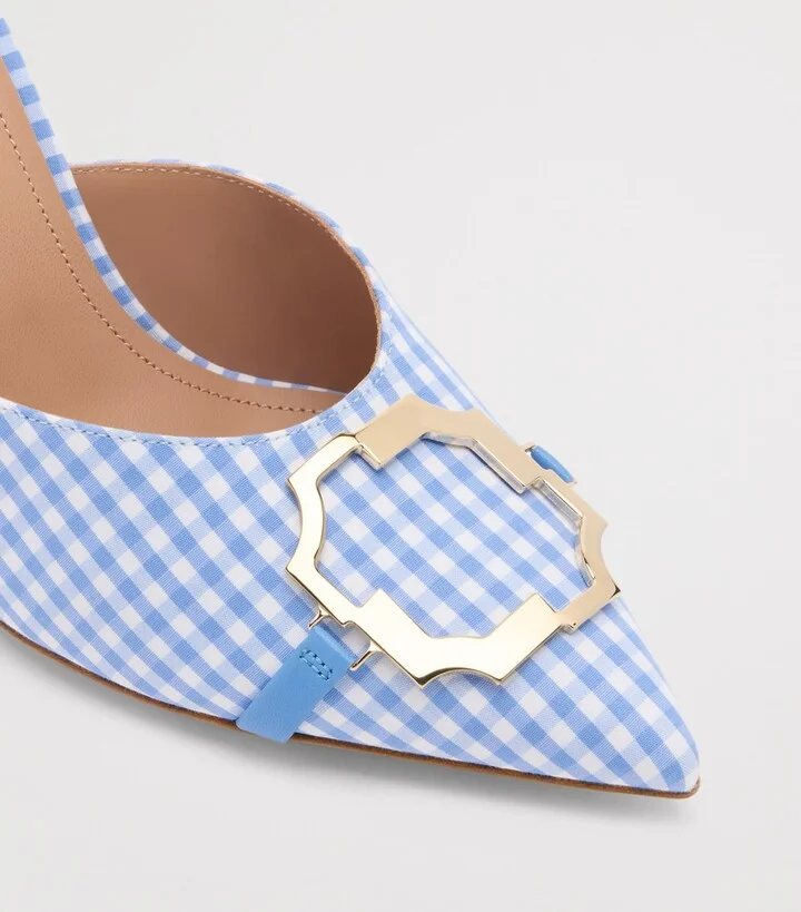 Malone Souliers Cotton Gingham Missy Mules 70 - Image 5