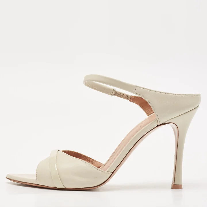 Malone Souliers Cream Leather Una Ankle Strap Sandals Size 38