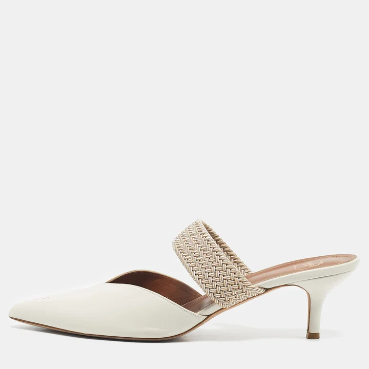 Malone Souliers Cream Raffia and Leather Maisie Mules Size 42