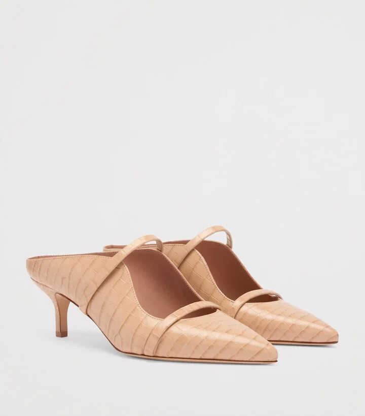 Malone Souliers Croc-Embossed Leather Maureen Heeled Mules 45 - Image 3