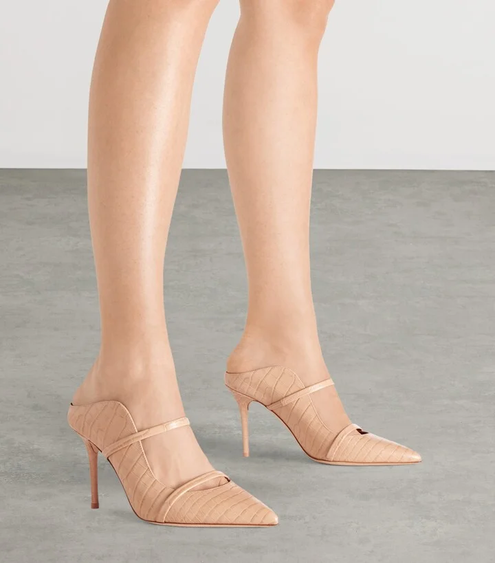 Malone Souliers Croc-Embossed Leather Maureen Heeled Mules 85 - Image 2