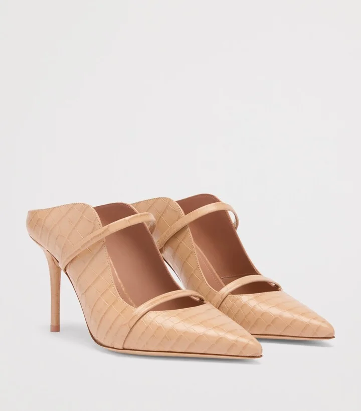 Malone Souliers Croc-Embossed Leather Maureen Heeled Mules 85 - Image 3
