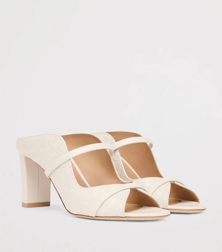 Malone Souliers Croc-Embossed Leather Norah Heeled Sandals 70 - Image 3