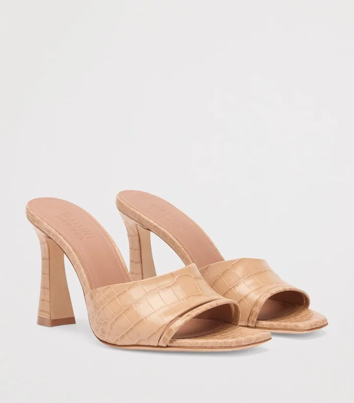 Malone Souliers Croc-Embossed Leather Roxanne Heeled Sandals 90 - Image 3