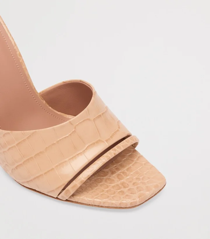 Malone Souliers Croc-Embossed Leather Roxanne Heeled Sandals 90 - Image 5