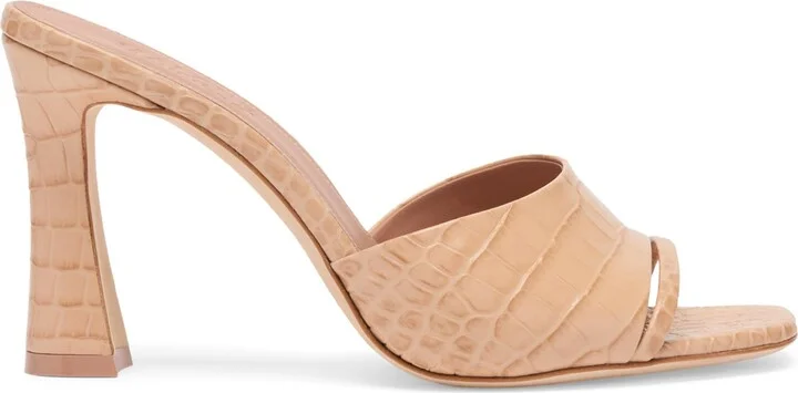 Malone Souliers Croc-Embossed Leather Roxanne Heeled Sandals 90