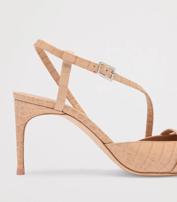 Malone Souliers Croc-Embossed Leather Valeria Slingback Pumps 70 - Image 5