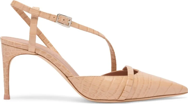 Malone Souliers Croc-Embossed Leather Valeria Slingback Pumps 70
