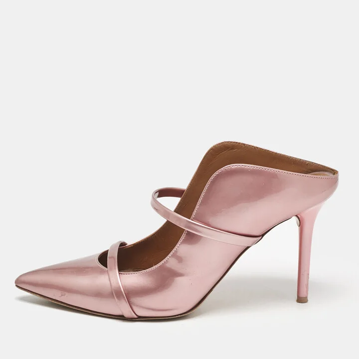 Malone Souliers Dusty Pink Patent Leather Maureen Pointed Toe Mules Size 39