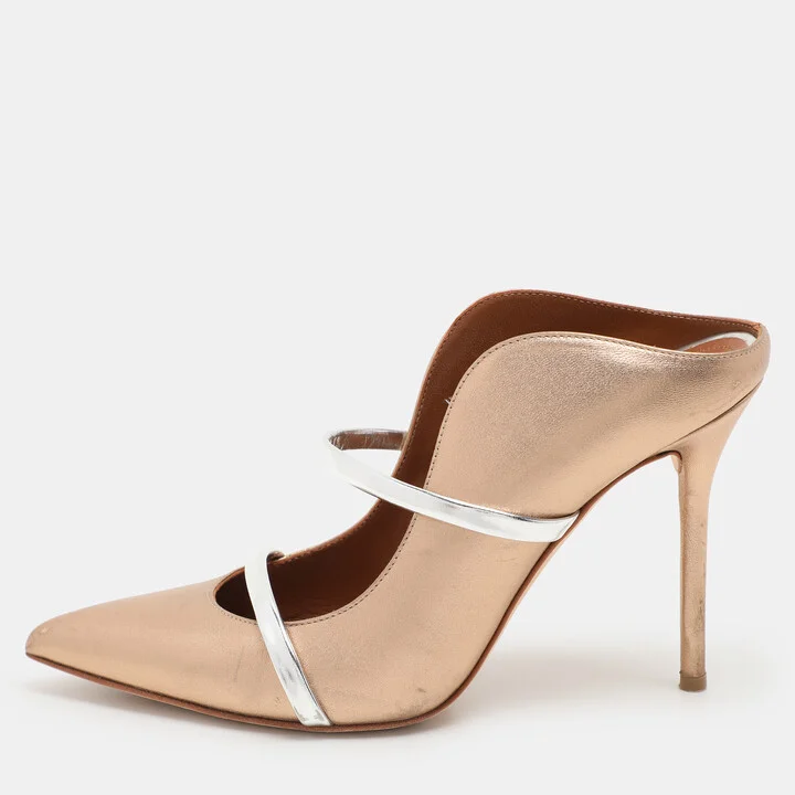 Malone Souliers Gold Leather Maureen Pumps Size 38.5