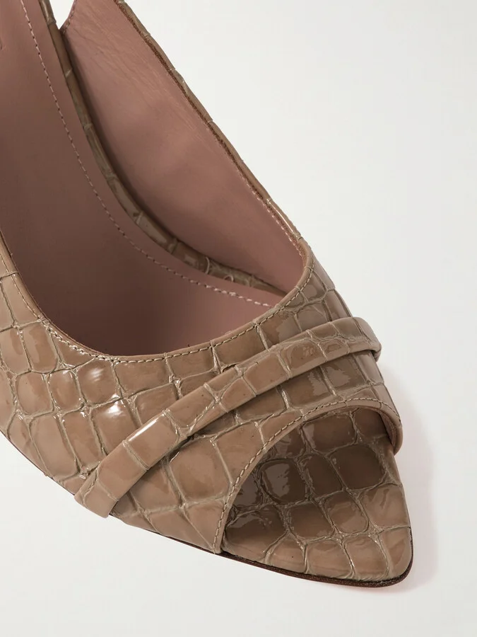 MALONE SOULIERS - Jude 70 Croc-effect Patent-leather Slingback Sandals - Neutrals - Image 4