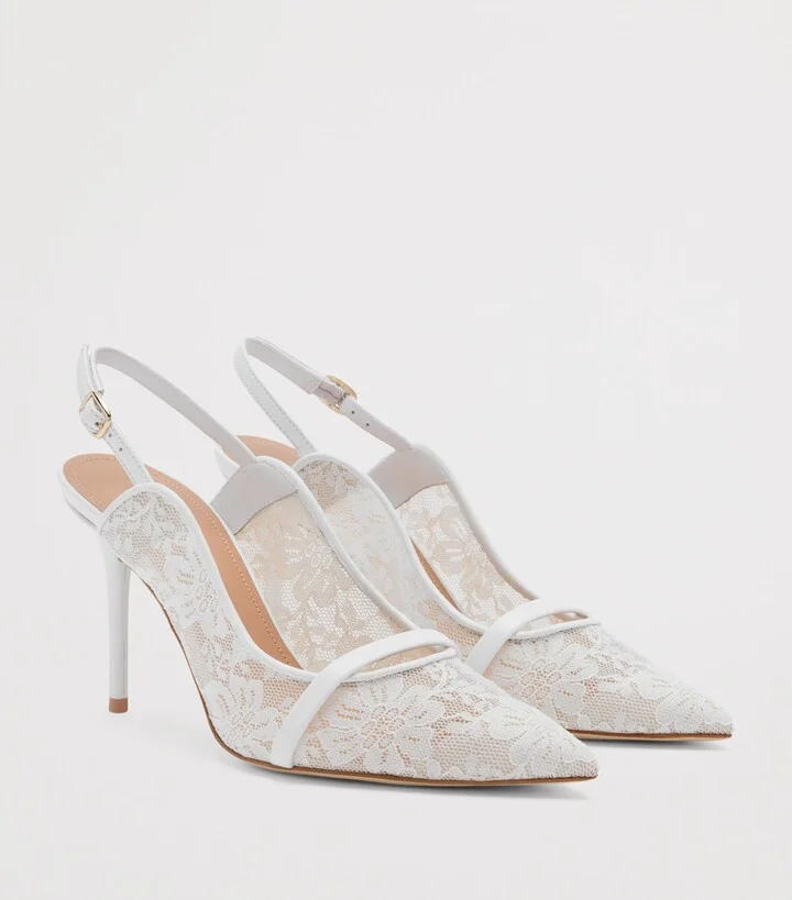 Malone Souliers Lace Marion Slingback Pumps 85 - Image 3