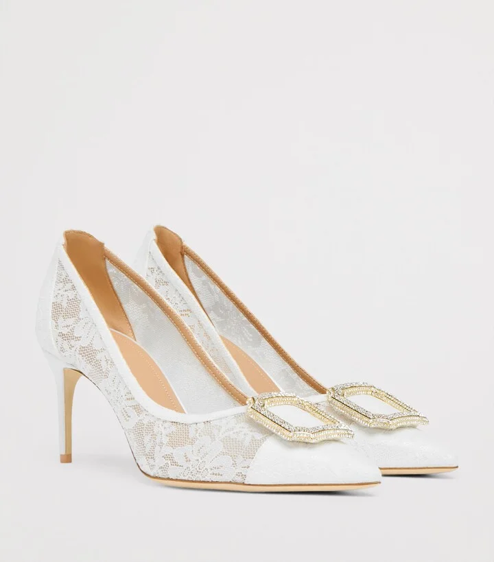Malone Souliers Lace Monroe Pumps 70 - Image 3
