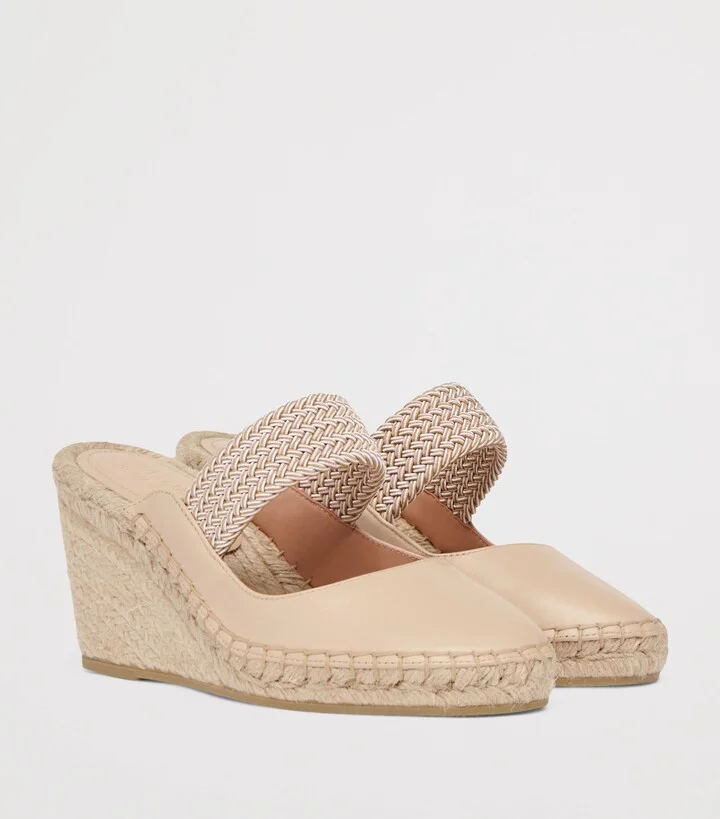 Malone Souliers Leather-Blend Sinea Wedge Sandals - Image 3