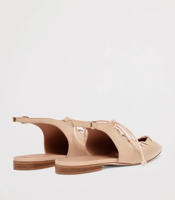 Malone Souliers Leather Lace-Up Alia Slingback Flats - Image 4