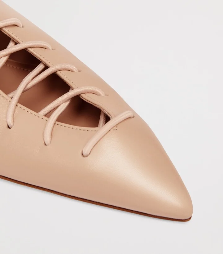 Malone Souliers Leather Lace-Up Alia Slingback Flats - Image 5