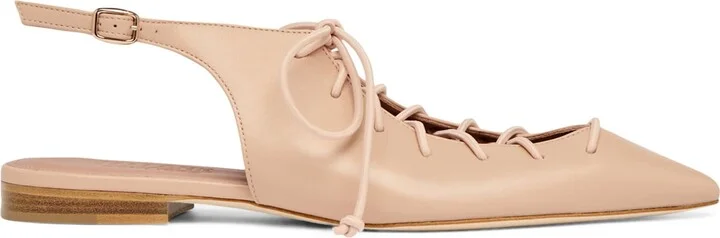 Malone Souliers Leather Lace-Up Alia Slingback Flats