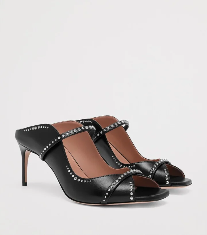 Malone Souliers Leather Studded Noah Heeled Sandals 70 - Image 3