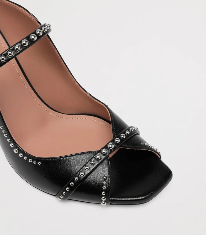 Malone Souliers Leather Studded Noah Heeled Sandals 70 - Image 5