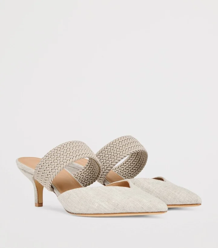 Malone Souliers Linen-Blend Maisie Mules 45 - Image 3