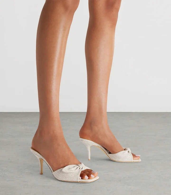 Malone Souliers Linen Vargas Heeled Sandals 70 - Image 2