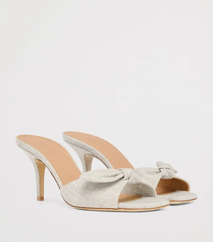 Malone Souliers Linen Vargas Heeled Sandals 70 - Image 3