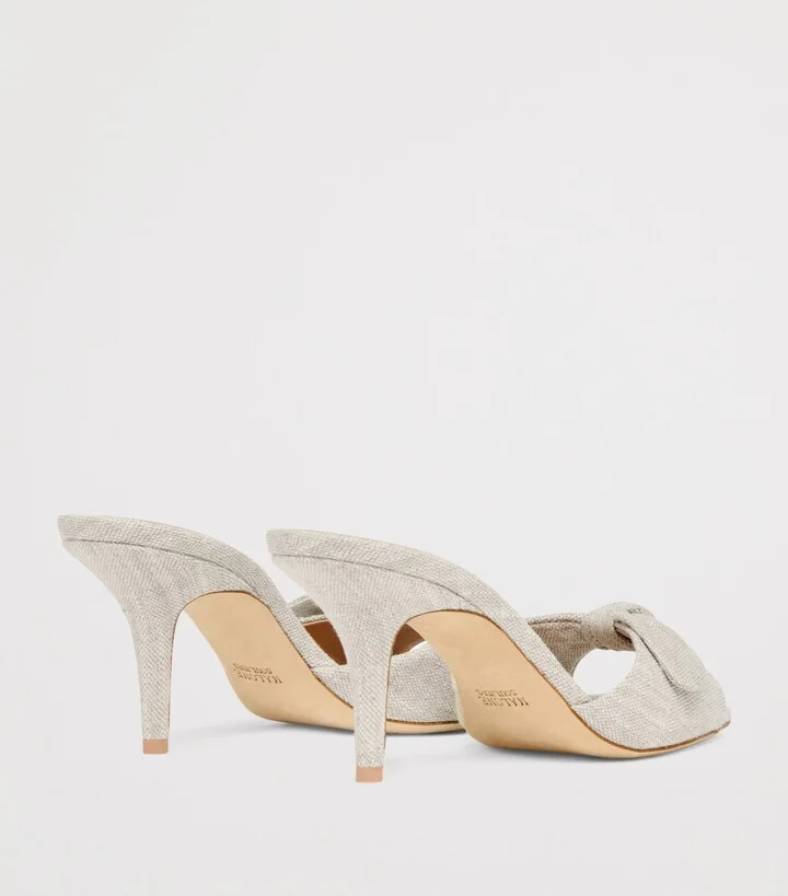 Malone Souliers Linen Vargas Heeled Sandals 70 - Image 4