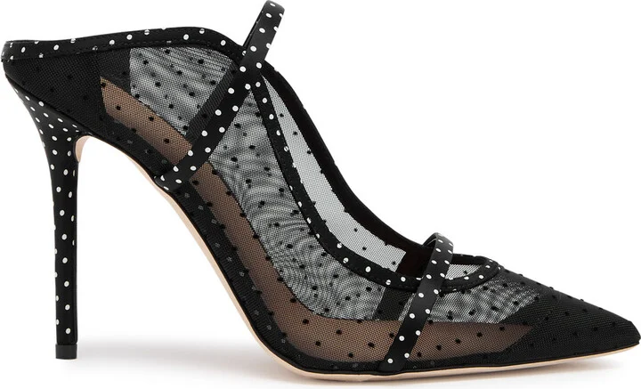 Malone Souliers Maureen 100 Polka-dot Mesh Mules