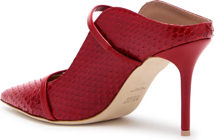 Malone Souliers Maureen 85 Python-effect Leather Mules - Image 2