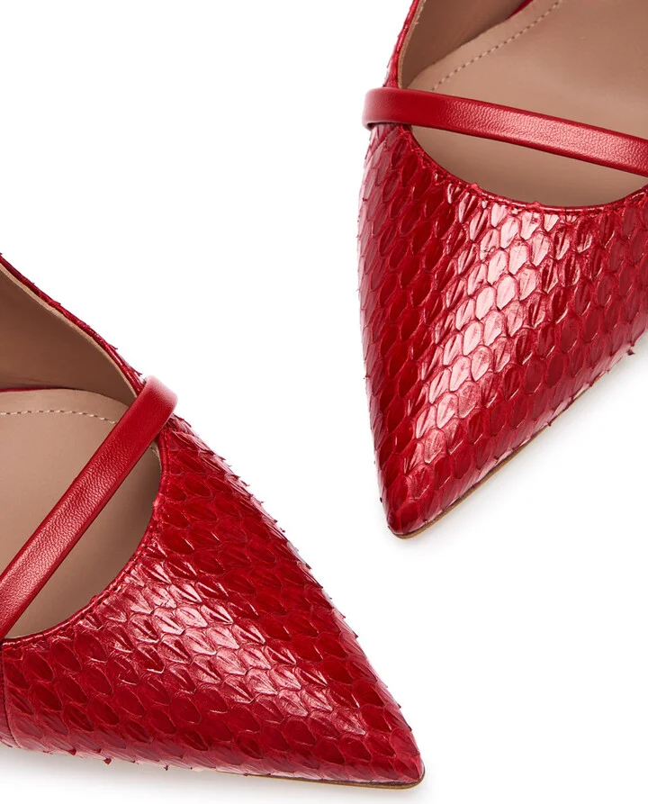 Malone Souliers Maureen 85 Python-effect Leather Mules - Image 3