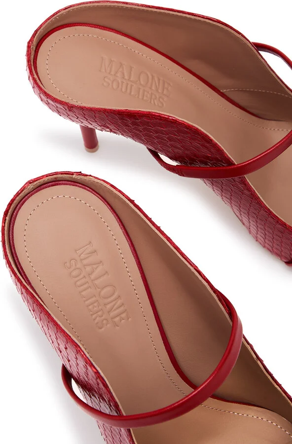 Malone Souliers Maureen 85 Python-effect Leather Mules - Image 4