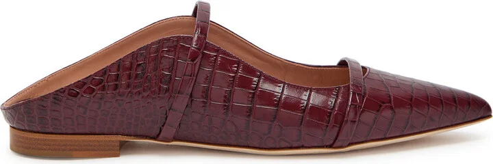 Malone Souliers Maureen Crocodile-effect Leather Mules