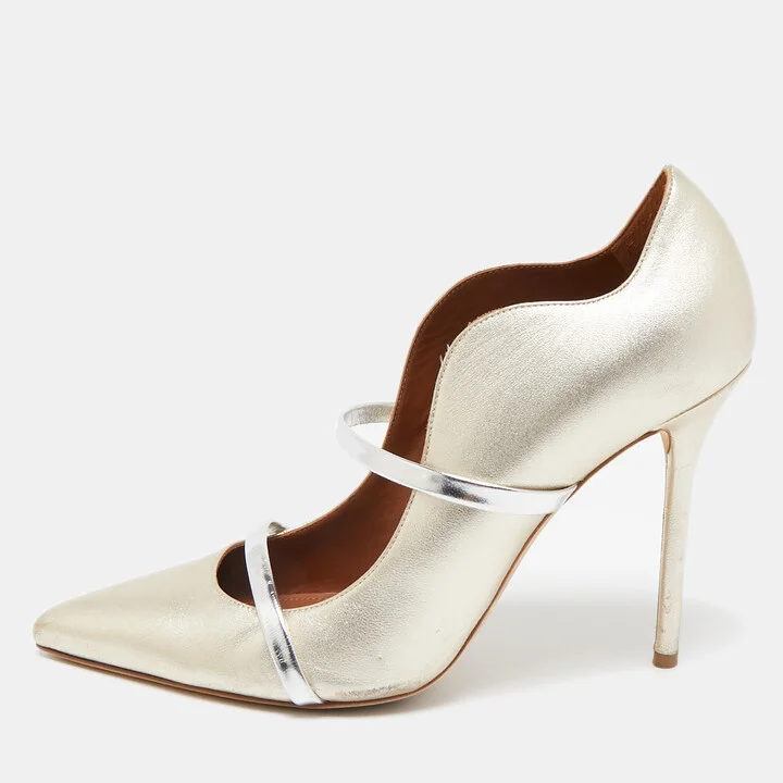 Malone Souliers Metallic Gold/Silver Leather Maureen Pumps Size 41