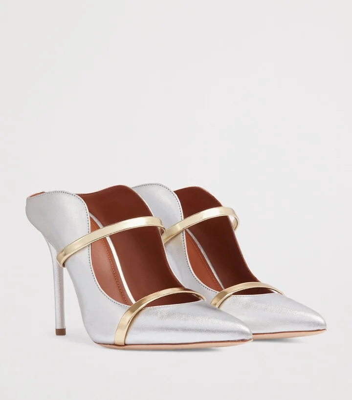 Malone Souliers Metallic Leather Maureen Mules 100 - Image 3