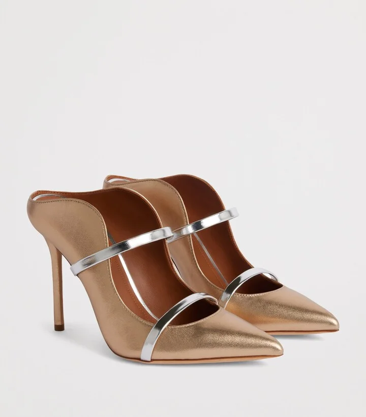 Malone Souliers Metallic Leather Maureen Mules 100 - Image 3