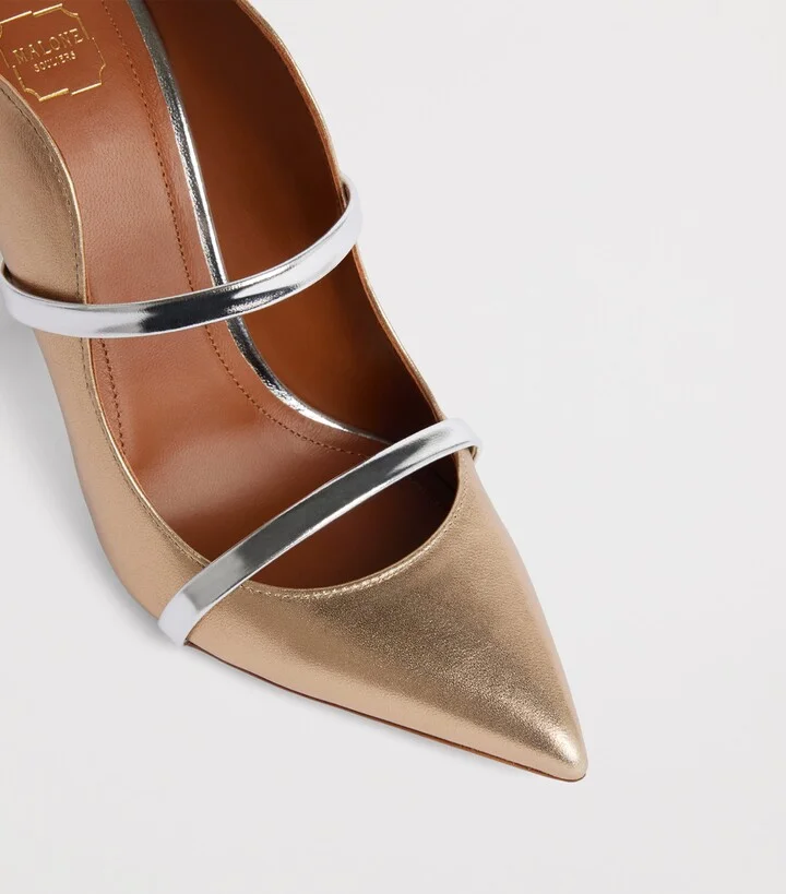Malone Souliers Metallic Leather Maureen Mules 100 - Image 5