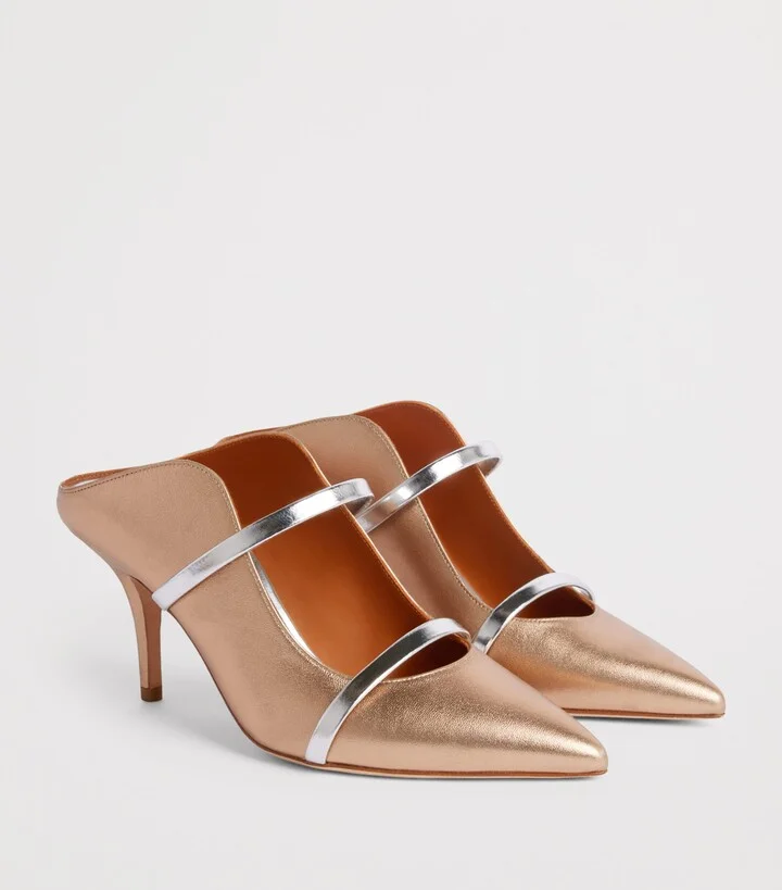 Malone Souliers Metallic Leather Maureen Mules 70 - Image 3