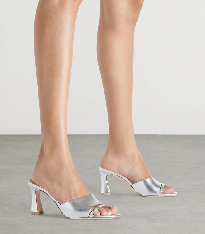 Malone Souliers Metallic Leather Roxanne Mules 70 - Image 2