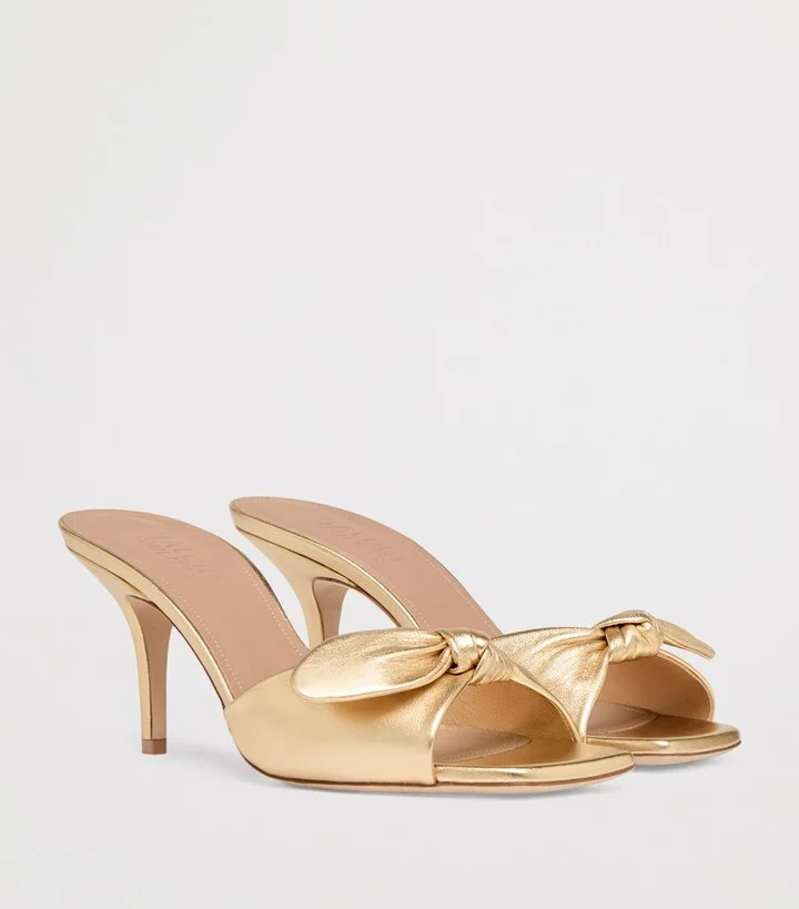 Malone Souliers Metallic Leather Vargas Heeled Sandals 70 - Image 3