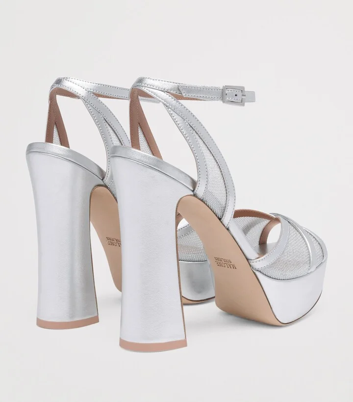 Malone Souliers Metallic Mesh Sylvie Platform Sandals 125 - Image 4