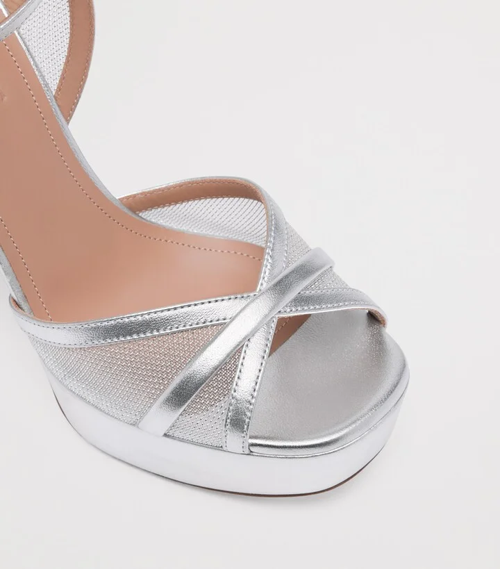 Malone Souliers Metallic Mesh Sylvie Platform Sandals 125 - Image 5
