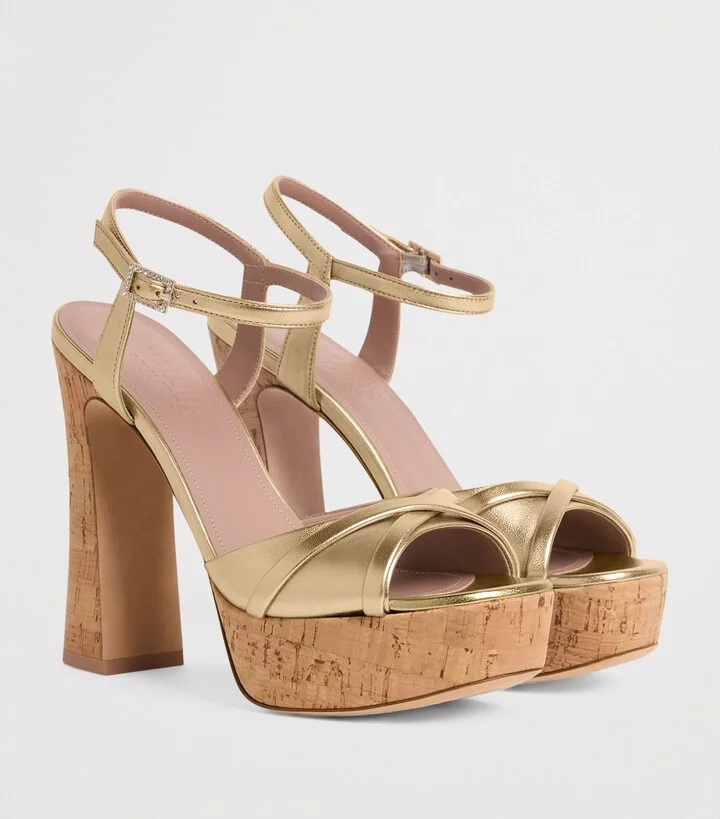 Malone Souliers Metallic Nappa Keaton Heeled Sandal 125 - Image 3