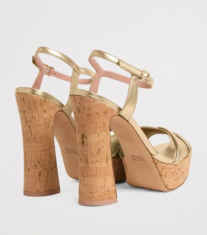 Malone Souliers Metallic Nappa Keaton Heeled Sandal 125 - Image 4