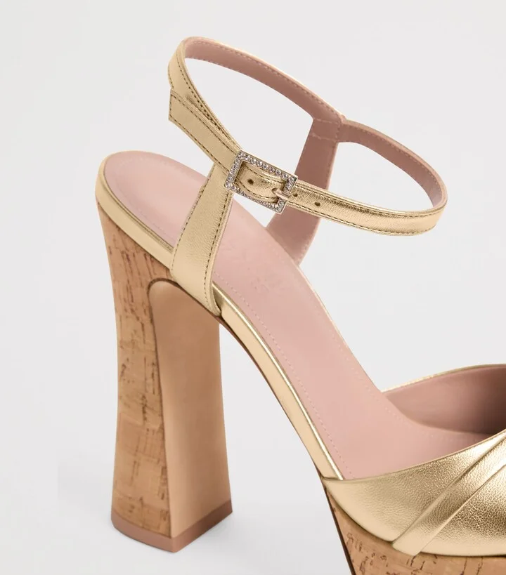 Malone Souliers Metallic Nappa Keaton Heeled Sandal 125 - Image 5
