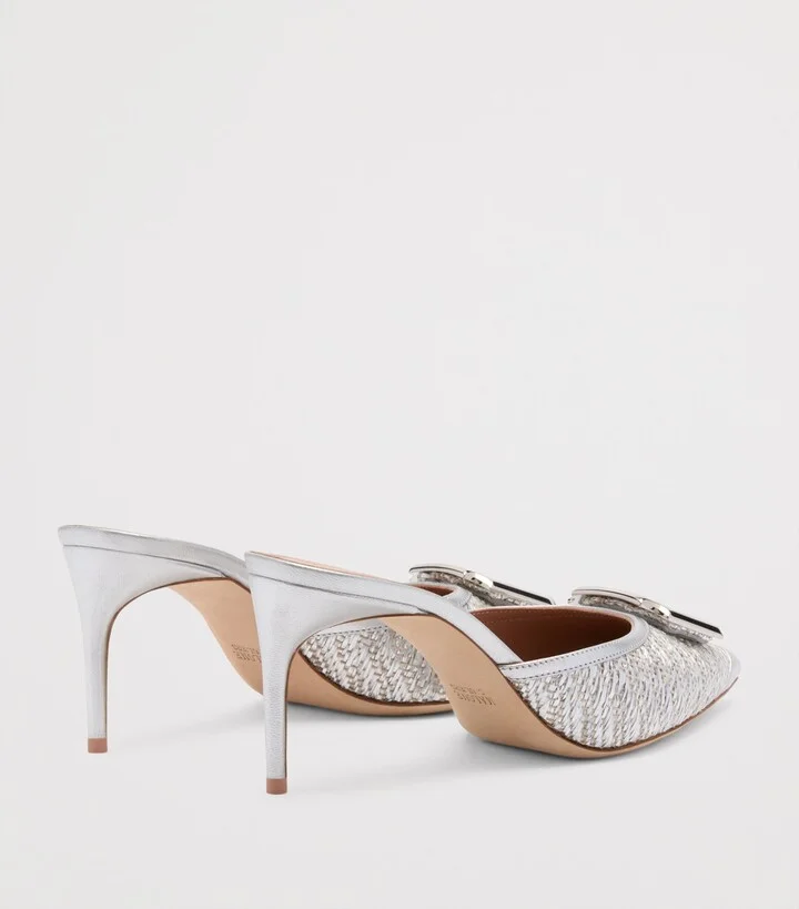 Malone Souliers Metallic Raffia Mona Heeled Mules 70 - Image 4