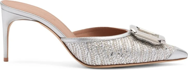 Malone Souliers Metallic Raffia Mona Heeled Mules 70