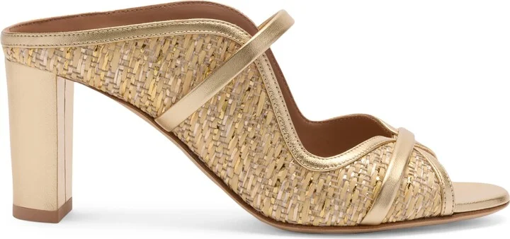 Malone Souliers Metallic Raffia Norah Heeled Sandals 70