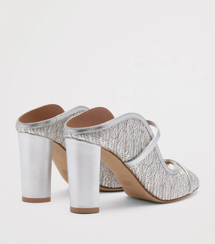 Malone Souliers Metallic Raffia Norah Heeled Sandals 85 - Image 4